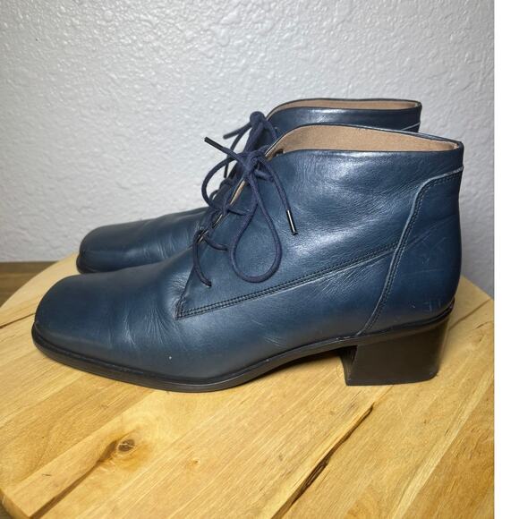 Easy Spirit Dark Blue Leather Booties size 9-9.5 - Picture 2 of 7